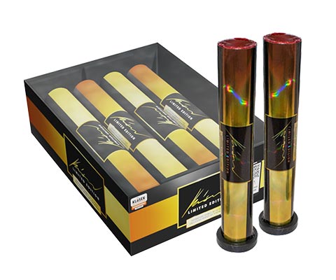 signature range klasek single shots 4 goud 1.2 inch groot kaliber tubes dolfijn vuurwerk siervuurwerk thunderkings tunder kings siereffecten vuurwerk belgie